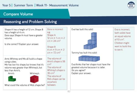 Compare Volume: Reasoning and Problem Solving
