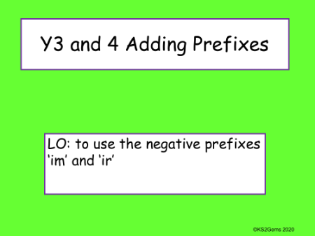 Adding Prefixes 'im' and 'ir' Presentation