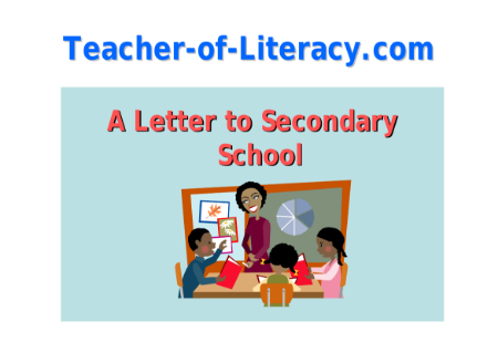 Letter to secondary school - Worksheet