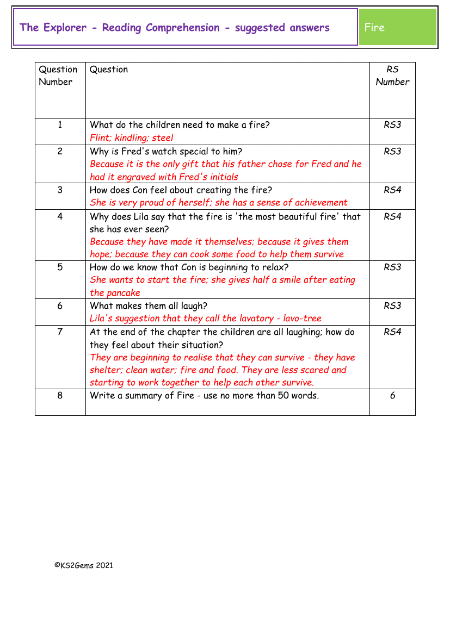 4. Reading Comprehension suggested answers