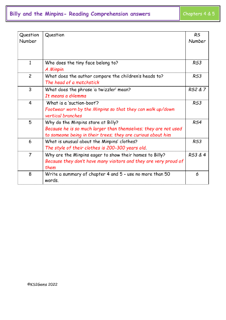 4. Reading Comprehension Answers