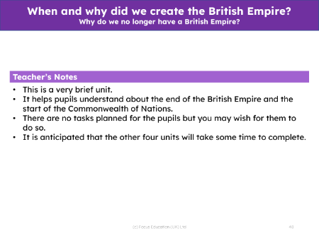Why do we no longer have a British Empire? - Teacher notes