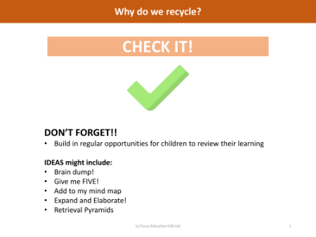 Check it! - Recycling - Year 1