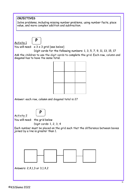 Problem solving with addition and subtraction worksheet