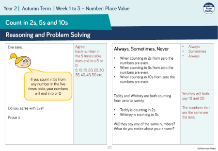 Count in 2s, 5s and 10s: Reasoning and Problem Solving