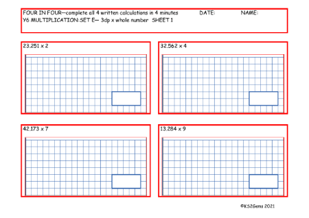 Multiplication Set E 3dp x whole number