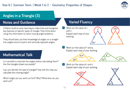 Angles in a Triangle (3): Varied Fluency