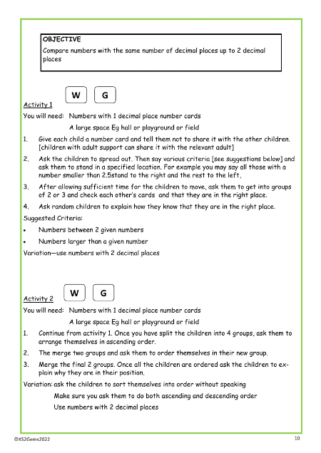 Comparing numbers with 2dp worksheet
