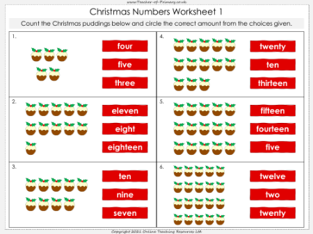 Christmas Numbers - Worksheet