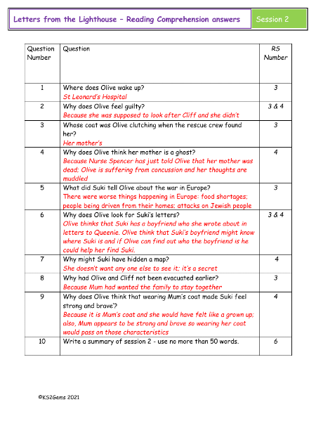 5. Reading Comprehension answers