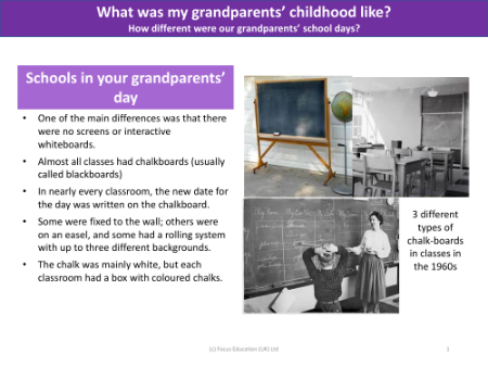 Schools in your grandparents' days - Info pack