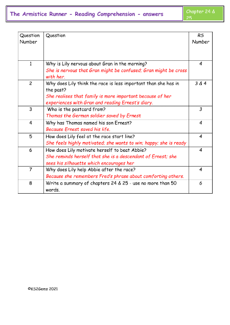 4. Reading Comprehension Answers