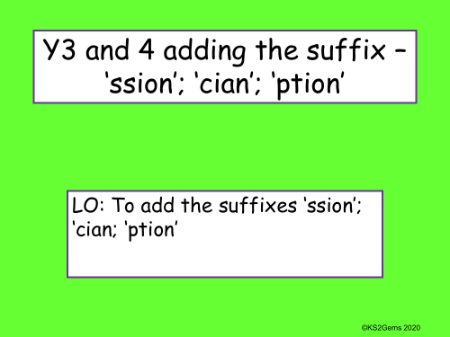 Adding Suffixes 'ssion', 'cian', and 'ption' Presentation