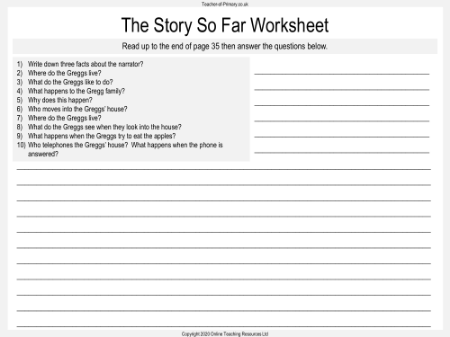 The Story so Far Worksheet and Comic Strip Worksheet