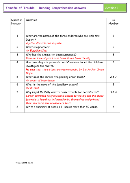 5. Reading Comprehension answers