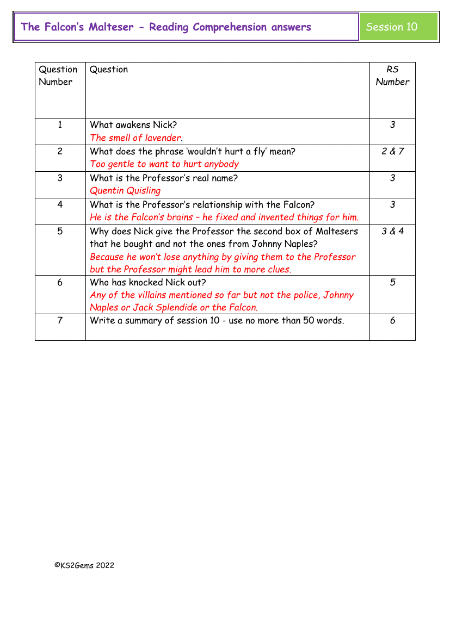 5. Reading Comprehension answers