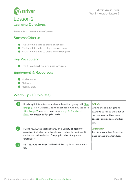 Netball - Lesson 2