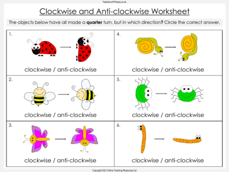Clockwise and Anti-clockwise - Worksheet