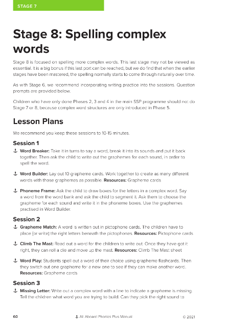 Stage 8: Spelling Complex Words guidance - Resource
