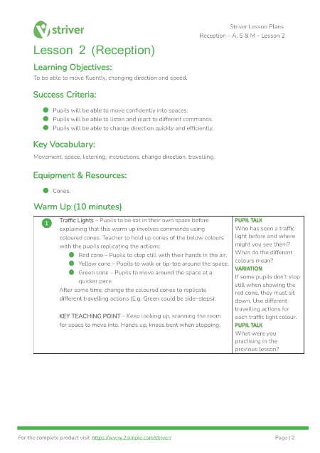 Agility, Space and Movement - Lesson 2