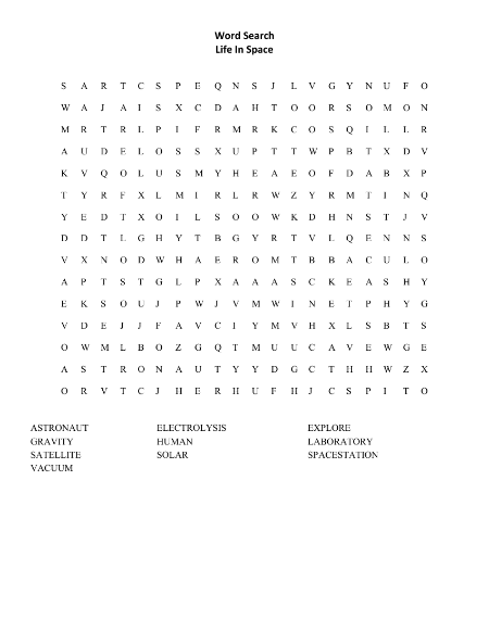 Human Space Exploration - Word Search