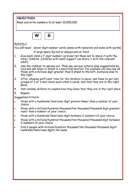 Numbers to 10,000,000 worksheet