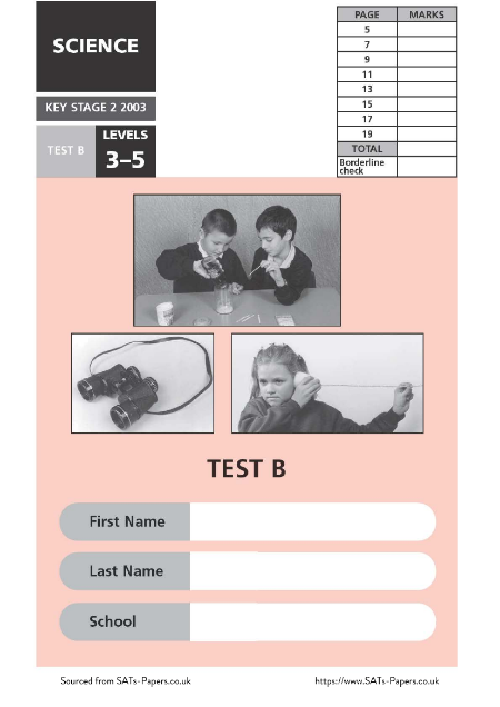 SATS papers - Science 2003 Test B