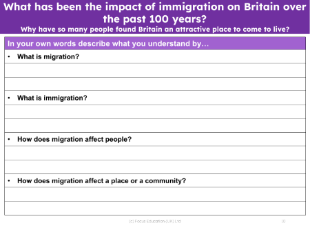 Migration - Worksheet