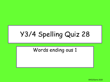 Adding Suffixes 'ous' 1 Quiz