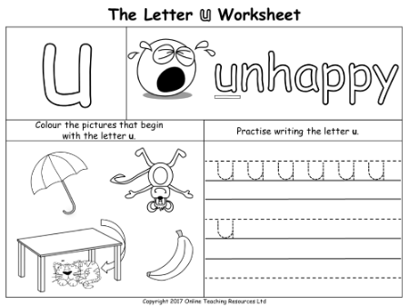 The Letter U - Worksheet