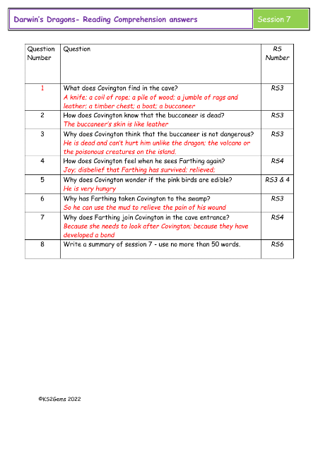 4. Reading Comprehension answers