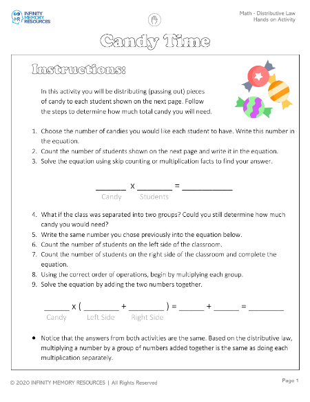 Distributive Law - Hands on Activity