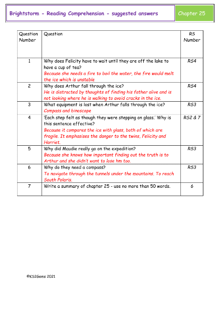 2. Reading Comprehension suggested answers