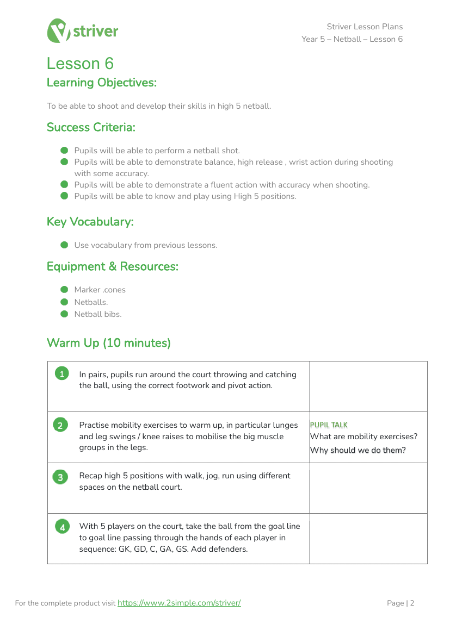 Netball - Lesson 6