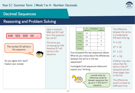 Decimal Sequences: Reasoning and Problem Solving