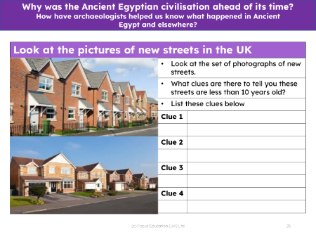 New streets - How do we know they are new? - Worksheet