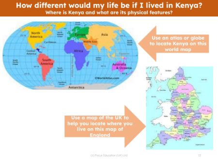 Locate Kenya and locate where you live - Worksheet