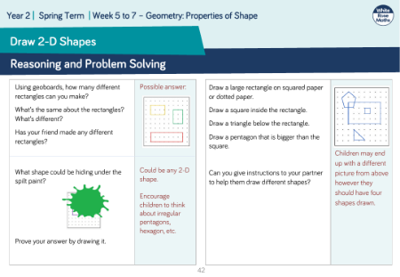 Draw 2-D shapes: Reasoning and Problem Solving