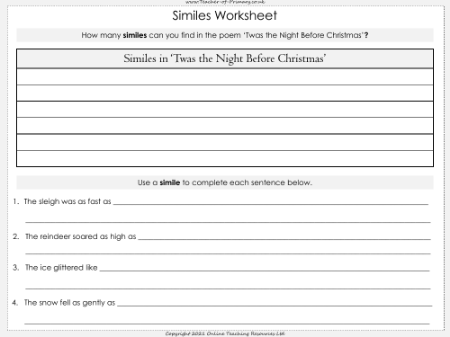 Twas the Night Before Christmas - Lesson 4 - Worksheet