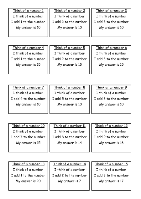 Simple Think of a Number Puzzles