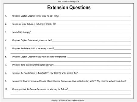 Extension Questions Worksheet