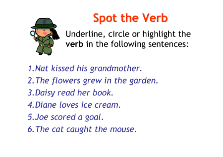 Descriptive Writing - Lesson 2 - Spot the Verb Worksheet