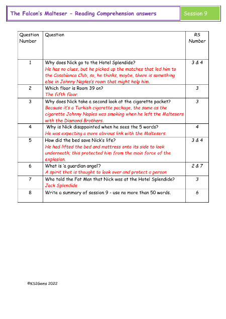 5. Reading Comprehension answers