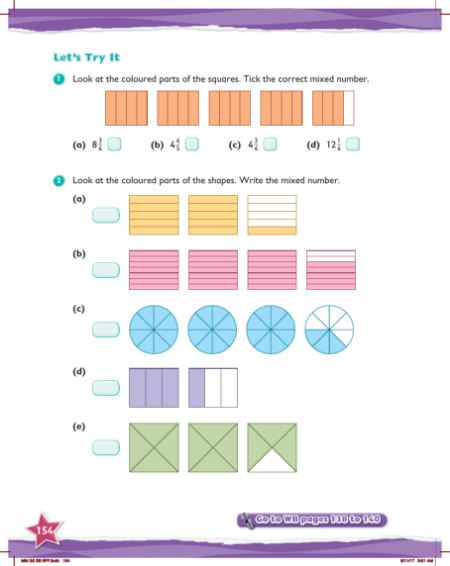 Max Maths, Year 5, Try it, Improper fractions and mixed numbers