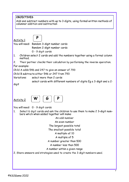 Add and subtract with written methods worksheet