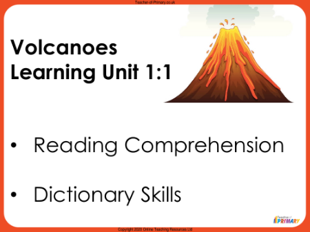 Volcanoes - Unit 1 - Reading Comprehension PowerPoint