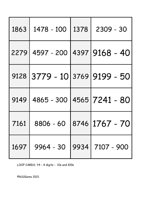 Subtracting 10s and 100s