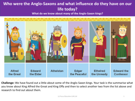 Challenge - Research some of the Anglo-Saxon Kings - Worksheet - Year 5
