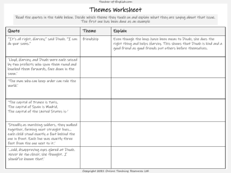 Lesson 9 - Themes Worksheets