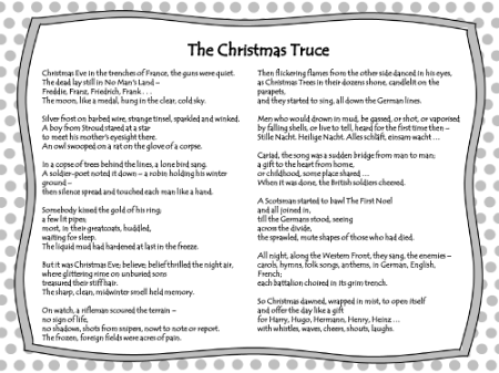 The Christmas Truce Text Worksheet
